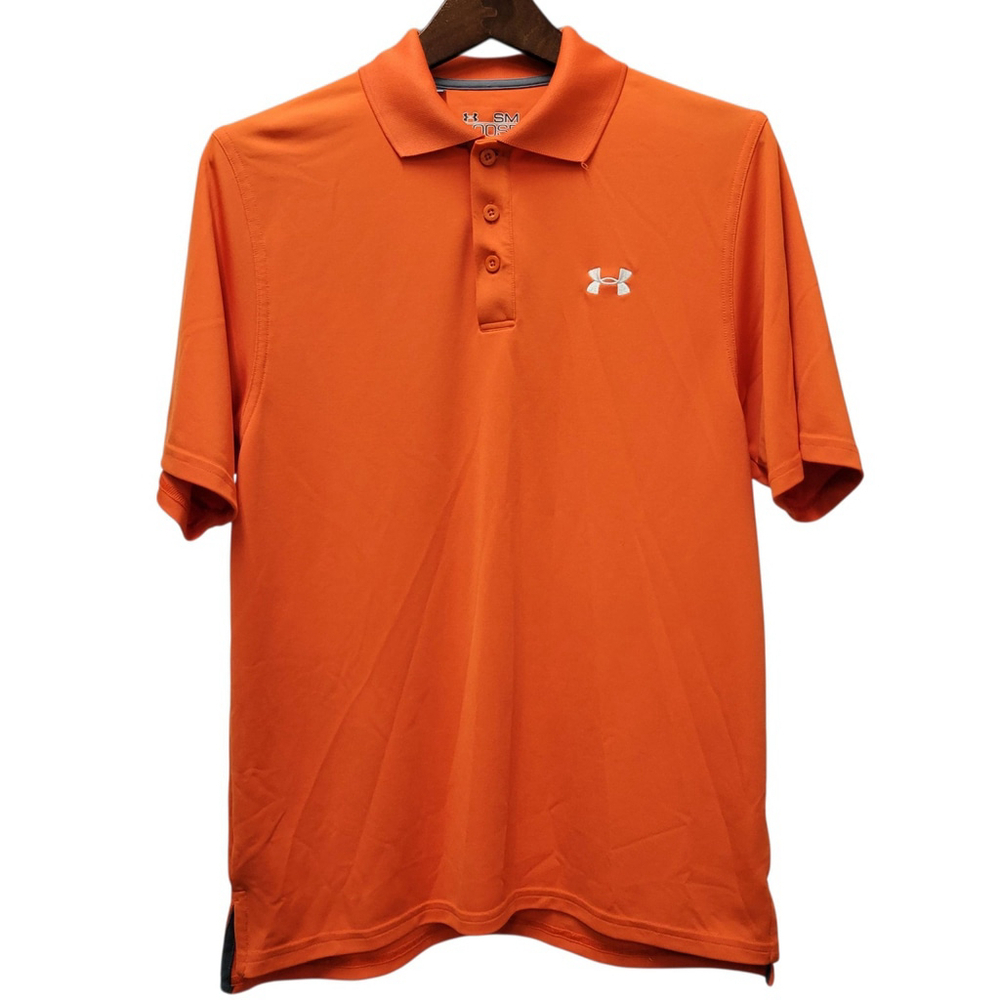 Under Armour Loose Fitting Heatgear Polo Shirt Size Small Men's Orange